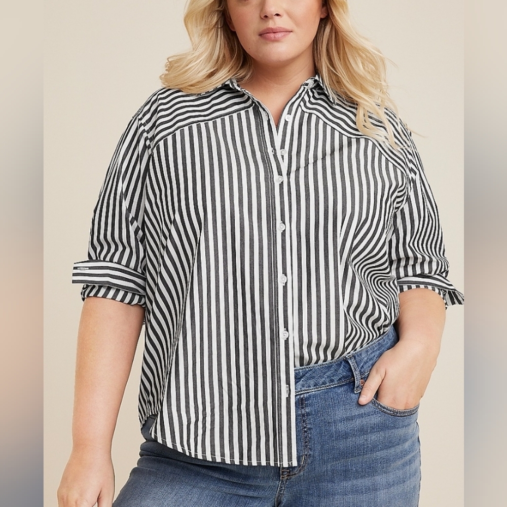 Maurice's Striped Black and White Women's Top